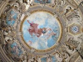 I can't recall the painter off the top of my head, but this was found on the ceiling of one of the rooms in the Musée Conde. Amazing!