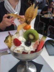 Yes. That is a tomato on top of this sorbet. My friend and I found this really cute fruit restaurant called Le Paradis du Fruit (literally Fruit Paradise haha) in the Bastille area and it makes killer sorbets!