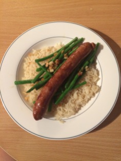 Chipolatas for dinner everyday Also the green beans here are amazing